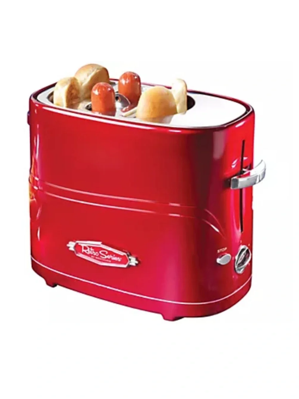 Nostalgia Retro Pop-Up Hot Dog Toaster - Red with White Accents